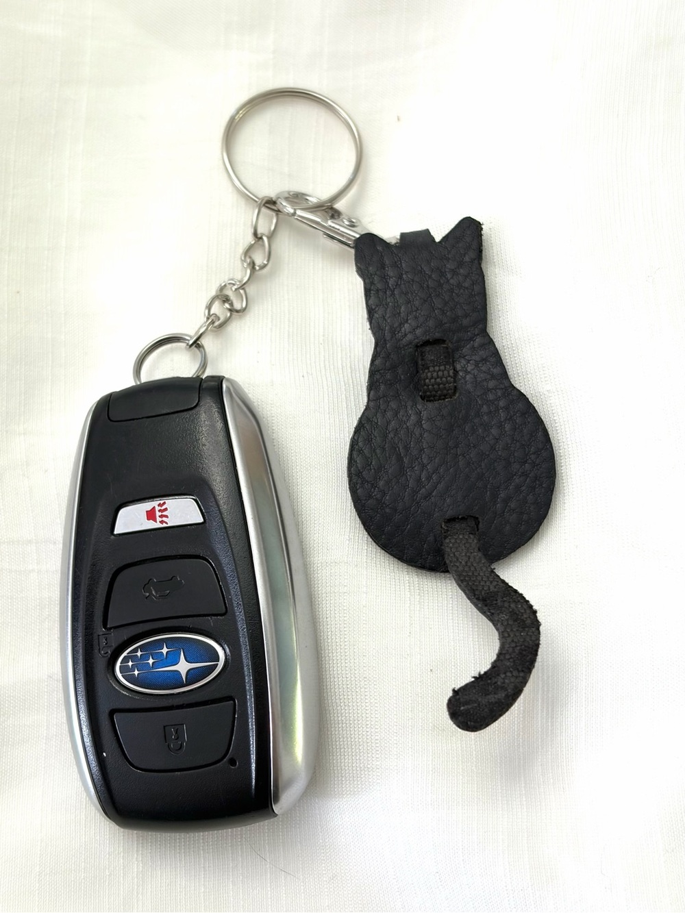 Upcycled COACH Black Cat Leather Keychain Charm
